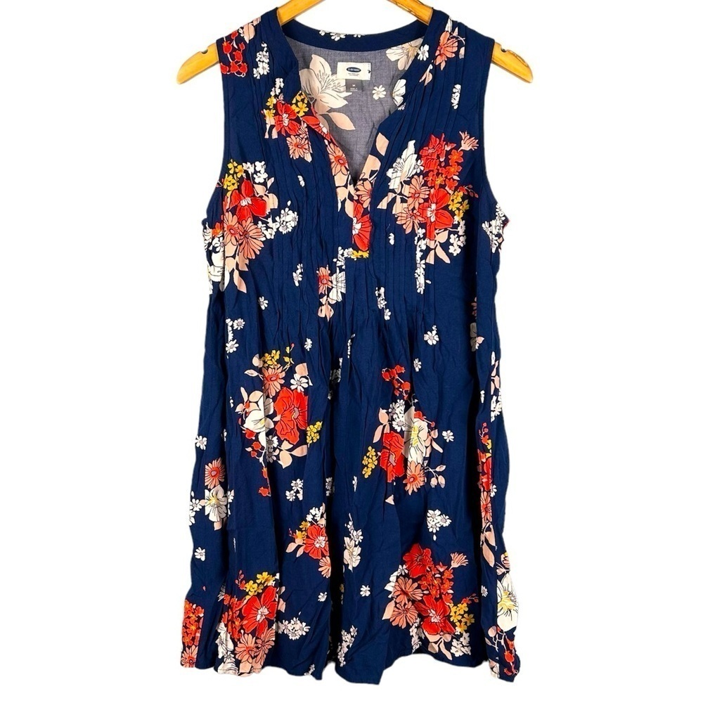 Old Navy Blue and Red Sleeveless Floral Sheath Mini Dress Women's Size M
